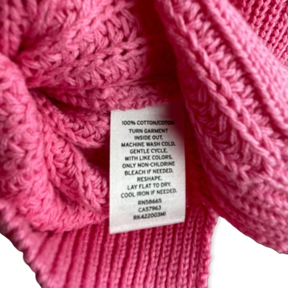 ABOUND Cable Knit Sweater Pink Aurora Cotton V-Neck Pullover High Low Hem - Picture 5 of 6